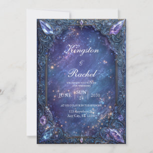 Ornate Gemstone Celestial Galaxy Wedding Invitation