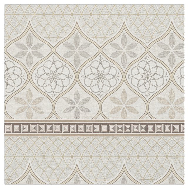 Ornate Geometric Floral Tile Pattern (2) Fabric (Close Up)