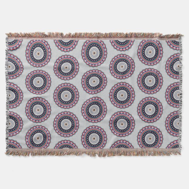 Ornate Geometric Mandala Pattern Throw Blanket (Front)
