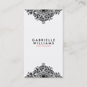 Ornate girly black ornament design business card