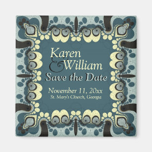 Ornate Goddess Teal Black Save the Date Wedding Ma Magnet