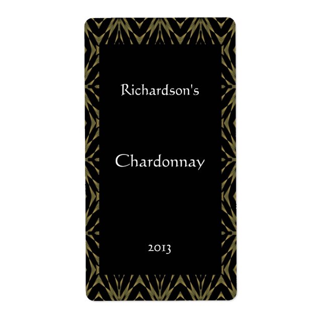 Ornate Gold and Black Wine Label (Front)