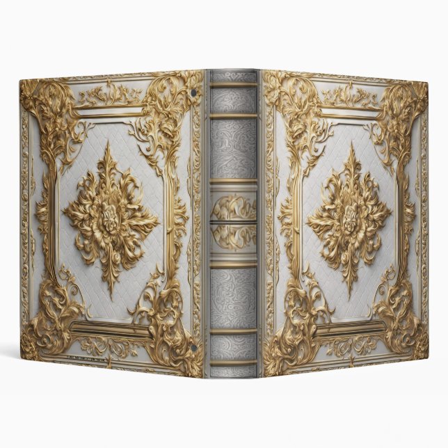 Ornate Gold and White Leather Photo Album  Binder (Background)