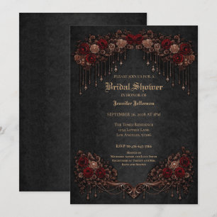 Ornate gold border Gothic Bridal Shower Announcement