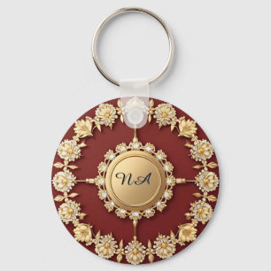 Ornate Gold Floral Design Keychain