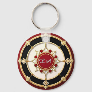 Ornate Gold Floral Design Keychain