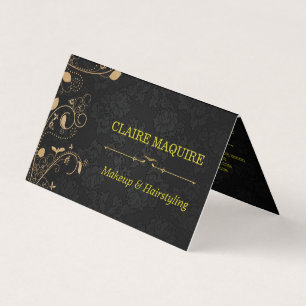 Ornate Gold Floral Makeup Artist Hair Salon Business Card