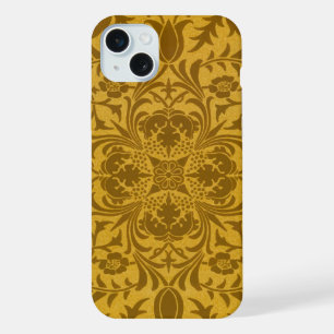 Ornate gold floral pattern with symmetrical iPhone 15 plus case