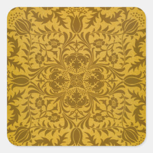 Ornate gold floral pattern with symmetrical square sticker