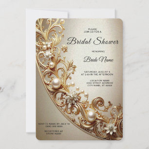 Ornate Gold Flourish Bridal Shower Invitation