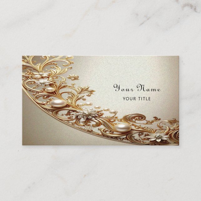 Ornate Gold Flourish Business Card (Front)