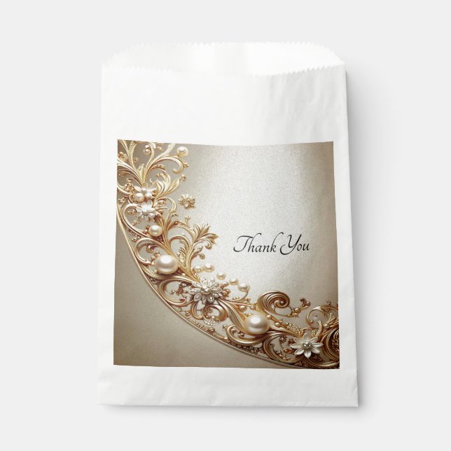 Ornate Gold Flourish Favour Bag (Front)