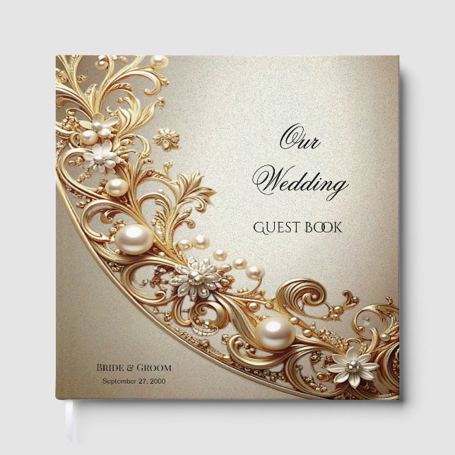Ornate Gold Flourish Guest Book (Front)