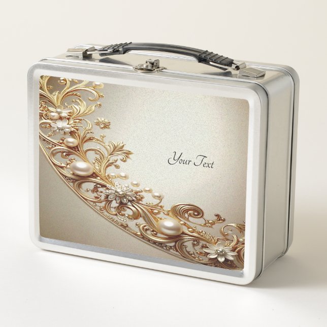 Ornate Gold Flourish Lunch box (Front)