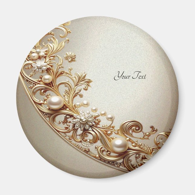 Ornate Gold Flourish Magnet (Front)