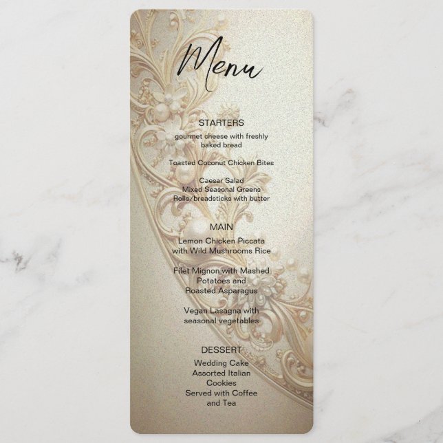 Ornate Gold Flourish Menu (Devant)