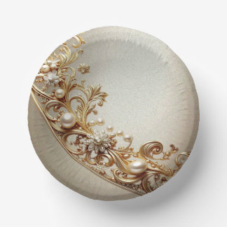 Ornate Gold Flourish Paper Bowls Plate