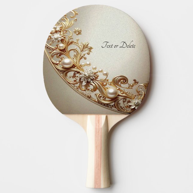 Ornate Gold Flourish Ping Pong Paddle (Front)