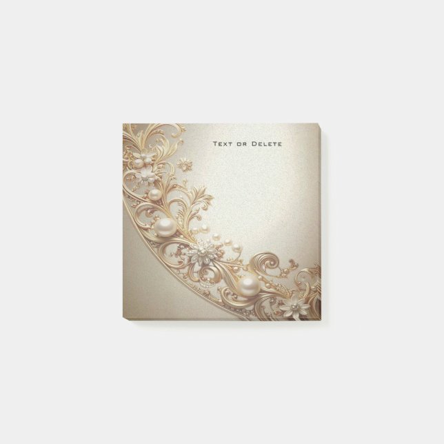 Ornate Gold Flourish Post it Notes (Front)