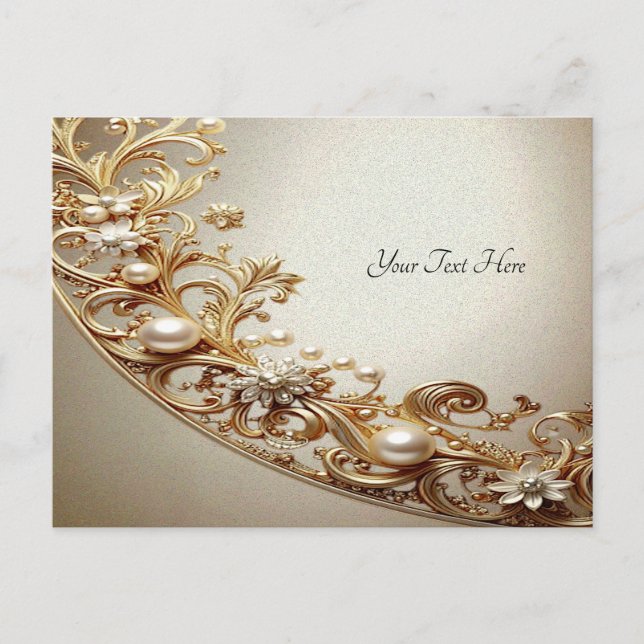 Ornate Gold Flourish Postcard (Front)