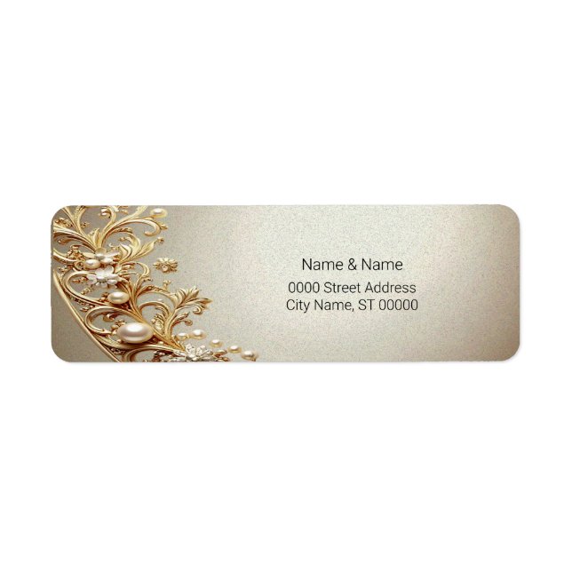 Ornate Gold Flourish Return Address Label (Devant)