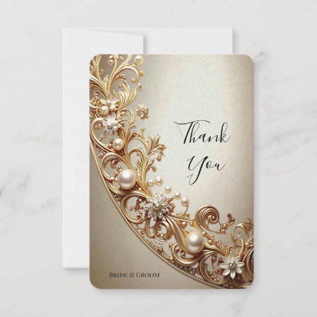 Ornate Gold Flourish Thank You Card (Front)