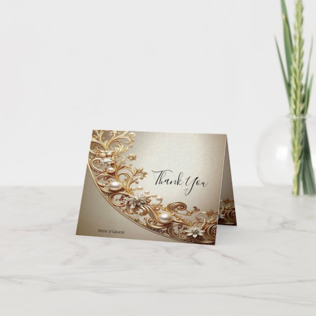 Ornate Gold Flourish Thank You Card (Front)