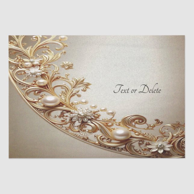 Ornate Gold Flourish Tissue Paper (Front)