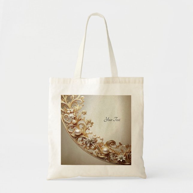 Ornate Gold Flourish Tote Bag (Devant)