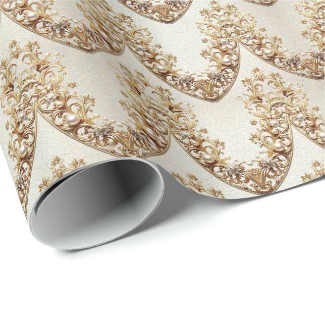 Ornate Gold Flourish Wrapping Paper (Roll Corner)