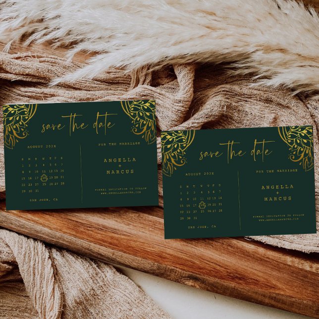 Ornate Gold Frills Mariage Enregistrer La Carte Da (Créateur téléchargé)