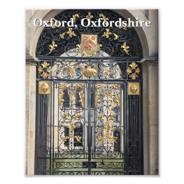 Ornate Gold Gate at All Souls College, Oxford Photo Print (Front)