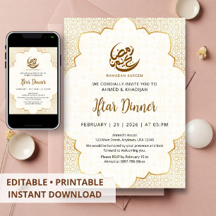 Ornate Gold Lace Ramadan Iftar Dinner Invitation