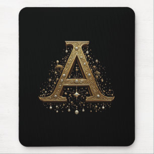 Ornate Gold Letter A Luxury Monogram Vintage Mouse Pad