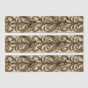 Ornate Gold Ornament Fleur de Lis Border Decoupage Tissue Paper