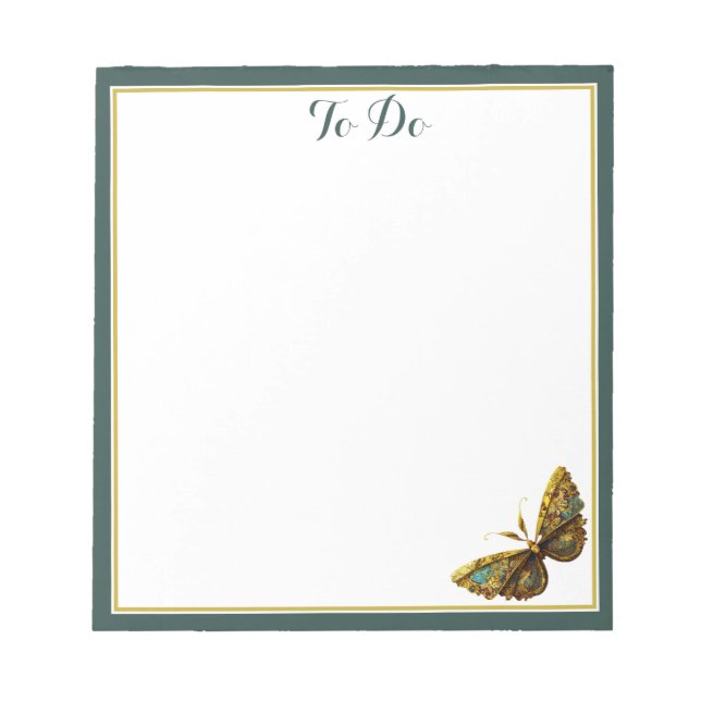Ornate Gold & Papillon Turquoise avec Bloc-notes B (Devant)