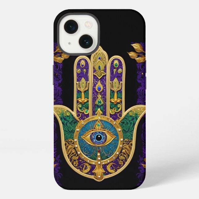  Ornate Gold Third Eye Hamsa iPhone Case (Back)