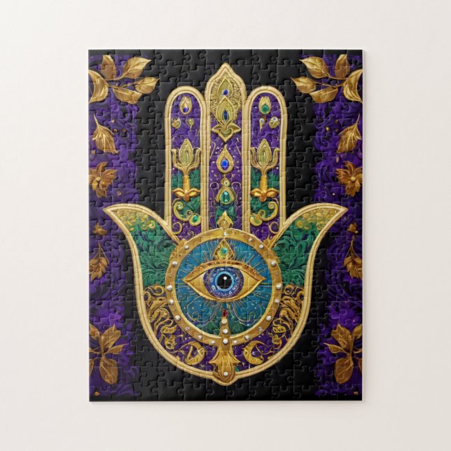  Ornate Gold Third Eye Hamsa Jigsaw Puzzle (Vertical)