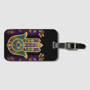 Ornate Gold Third Eye Hamsa Luggage Tag