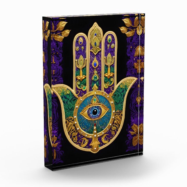  Ornate Gold Third Eye Hamsa Photo Block (Left)