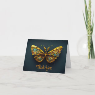 Ornate Gold & Turquoise Butterfly Carte de remerci