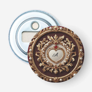 Ornate Golden Frame With Pearl Beads Bottle Opener