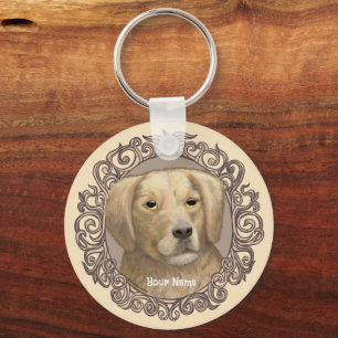 Ornate Golden Retriever custom keychain