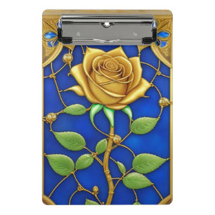 Ornate Golden Rose Artwork Mini Clipboard