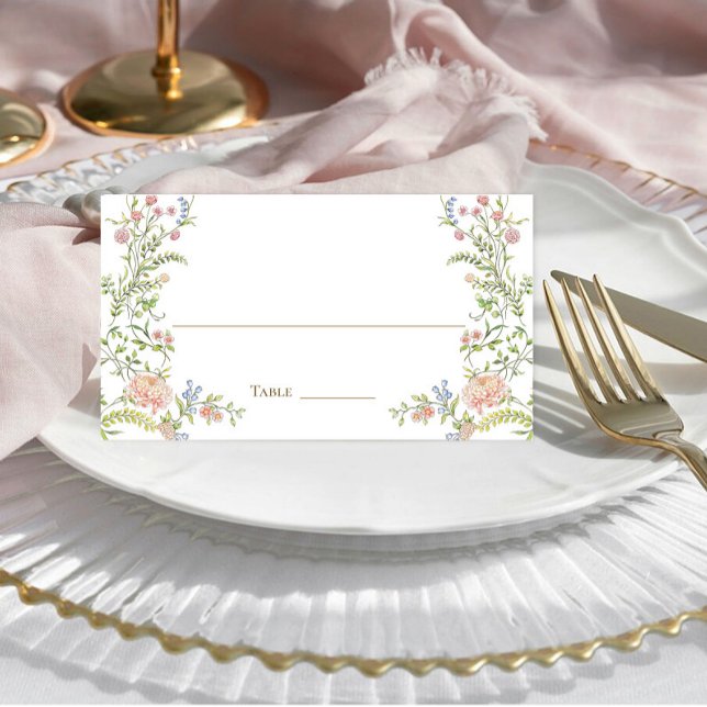 Ornate Grace Pastel Blush Floral Wedding Place Card (Creator Uploaded)