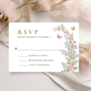 Ornate Grace Pastel Blush Floral Wedding RSVP Card
