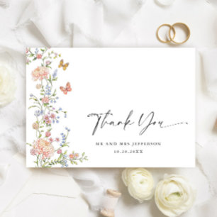 Ornate Grace Pastel Blush Floral Wedding Thank You Card
