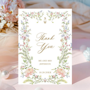 Ornate Grace Pastel Blush Floral Wedding Thank You Card