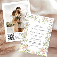 Ornate Grace Pastel Blush QR code Wedding Photo
