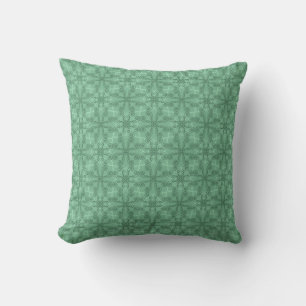 Ornate Green Leafy Scrollwork Pattern Pillow